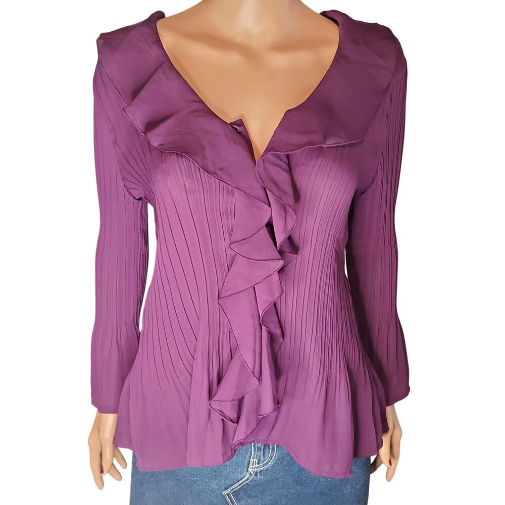 Robbie Bee NWT Ruffle Pleated Top Purple XL (fits L) whimsigoth witchy FLAW